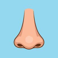 Minimalist cartoon-style human nose illustration with peach-pink color, brown outlines, soft shading, and glossy 3D look Centered on a light blue background vector