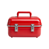 Shiny Red Metal Carry Case Vintage Style Tool Box Portable Container Retro Design png