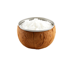 Coconut Shell with Shredded Coconut, Isolated on Transparent Background png