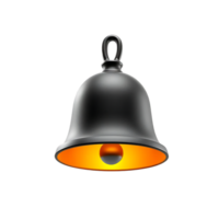 Realistic 3D Render of a Metallic Bell with a Glowing Interior png