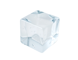 A single clear ice cube 3D rendered with a realistic design style png