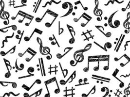 Silhouette symbol music notes pattern. Musical notes in various shapes. vector