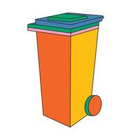 Illustration garbage retro with outline vector