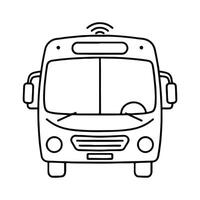 Bus with Wi-Fi Signal Symbol. Smart Bus with Wireless Connection. vector
