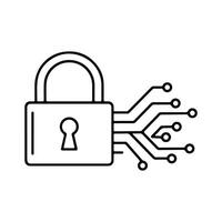 Digital Security and Data Protection. Cyber Security Lock with Circuit Board. vector