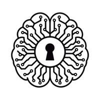 Cybersecurity Brain Circuit Concept. vector