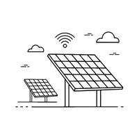 Smart Solar Panel System with Wireless Connection. Solar Panels with Wi-Fi Symbol. vector
