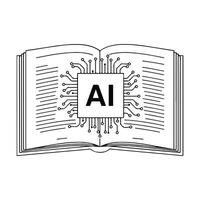 AI Learning and Education Concept. AI Technology in Books. vector