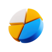 A colorful 3D pie chart with four segments, ideal for data representation and business concepts. png