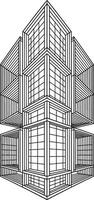 Abstract architectural building black and white minimalist geometric design structure illustration vector