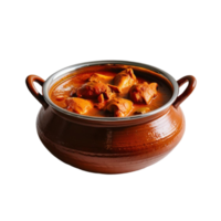 Clay Pot Filled with Savory Meat Stew in Rich, Aromatic Sauce png