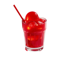 Refreshing Red Beverage in Clear Glass with Ice and Straw png