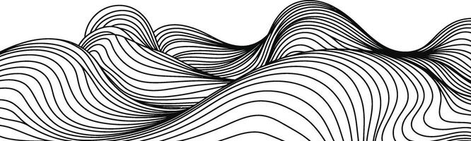 Abstract illustration of flowing wavy lines creating a mountainous landscape design vector