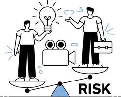 Balancing risk and innovation in business with idea generation and investment decisions vector