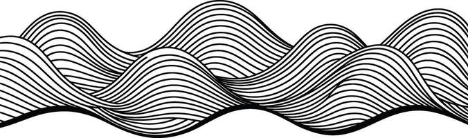 Abstract black and white wavy line art pattern representing flowing motion and dynamic curves vector