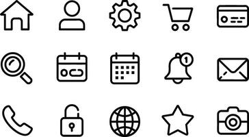 icon set featuring essential symbols for user interface design and web applications vector