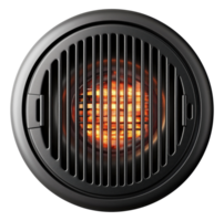 Top view of clean empty round grill with metal grate isolated on transparent background png