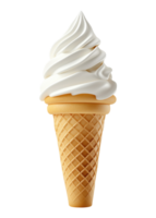 Swirled vanilla ice cream in waffle cone isolated on transparent background png