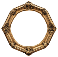 Elegant gold picture frame with unique octagonal shape isolated on transparent background png