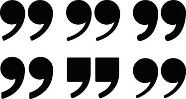 Collection of black quote marks with variations for typography and communication designs vector