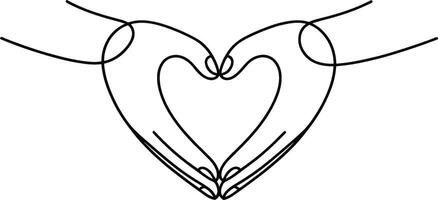 Minimalist linear heart shape formed with two hands creating a symbol of love vector