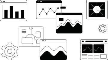 illustration of various data analysis charts and graphs used for business analytics vector