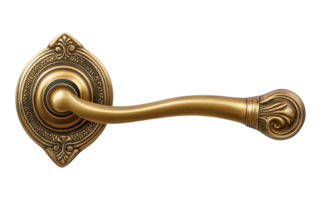 Elegant brass door handle isolated on transparent background png