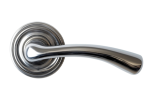 Modern silver colored door handle isolated on transparent background png