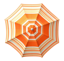 Top view of a striped beach umbrella isolated on transparent background png