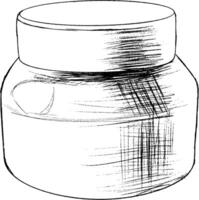 Sketch of a round jar accompanied by a stylish lid for storage purposes vector