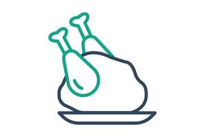 Chicken icon. line icon style. icon related to chicken meat. poultry elements illustration vector