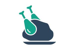 Chicken icon. solid icon style. icon related to chicken meat. poultry elements illustration vector
