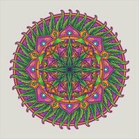 Mandala Design with Cannabis Leaves and Geometric Patterns vector