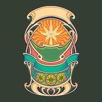 Art Nouveau With Ornate Floral Frame And Symbolic Elements vector