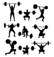 weightlifting silhouettes set different positions vector