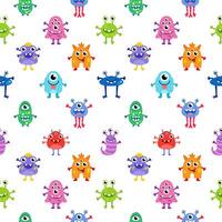 cheerful colorful monster repeat pattern seamless vector