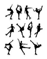 ice skating silhouette collection vector