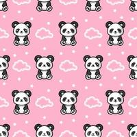 cute panda bears and clouds seamless pattern vector