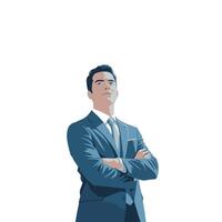 A man in a suit and tie standing with his arms crossed vector