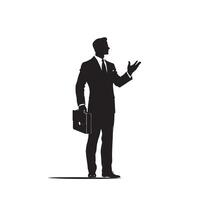 Silhouette of a businessman with briefcase vector