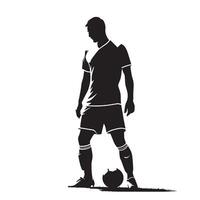 Silhouette of a soccer player with ball on white background vector