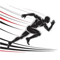 A running man with a red and black background vector