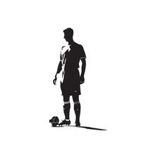 Silhouette of a soccer player standing with a ball vector