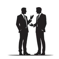 Two men in suits talking to each other vector