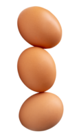 Three chicken eggs in stack isolated with clipping path in file format png