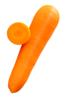 One fresh orange carrot root with slice in circle in stack isolated with clipping path in file format png