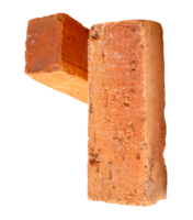 A pile of two old red or orange bricks isolated with clipping path in file format png