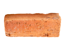 Side view of single old red or orange brick in vertical isolated with clipping path in file format png