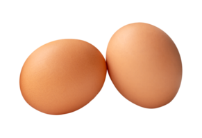 Two brown chicken eggs in stack isolated with clipping path in file format png