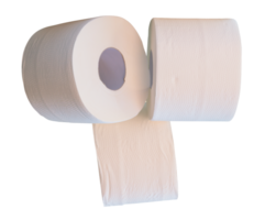 White tissue paper or toilet paper in three rolls isolated in file format png